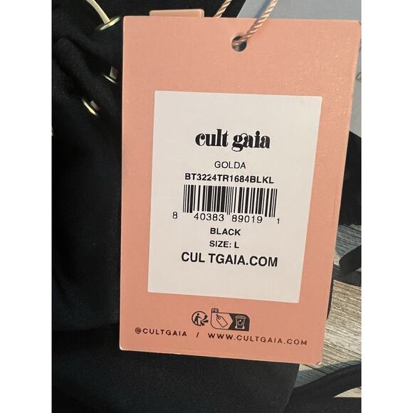 Cult Gaia Women's GoldaTriangle Bikini Swim Swimsuit L Black Gold NWT - Picture 6 of 7